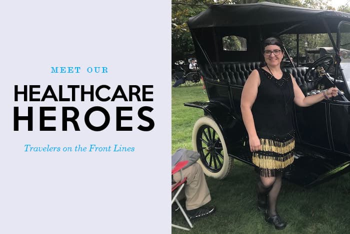 Healthcare Hero Dena at antique auto event