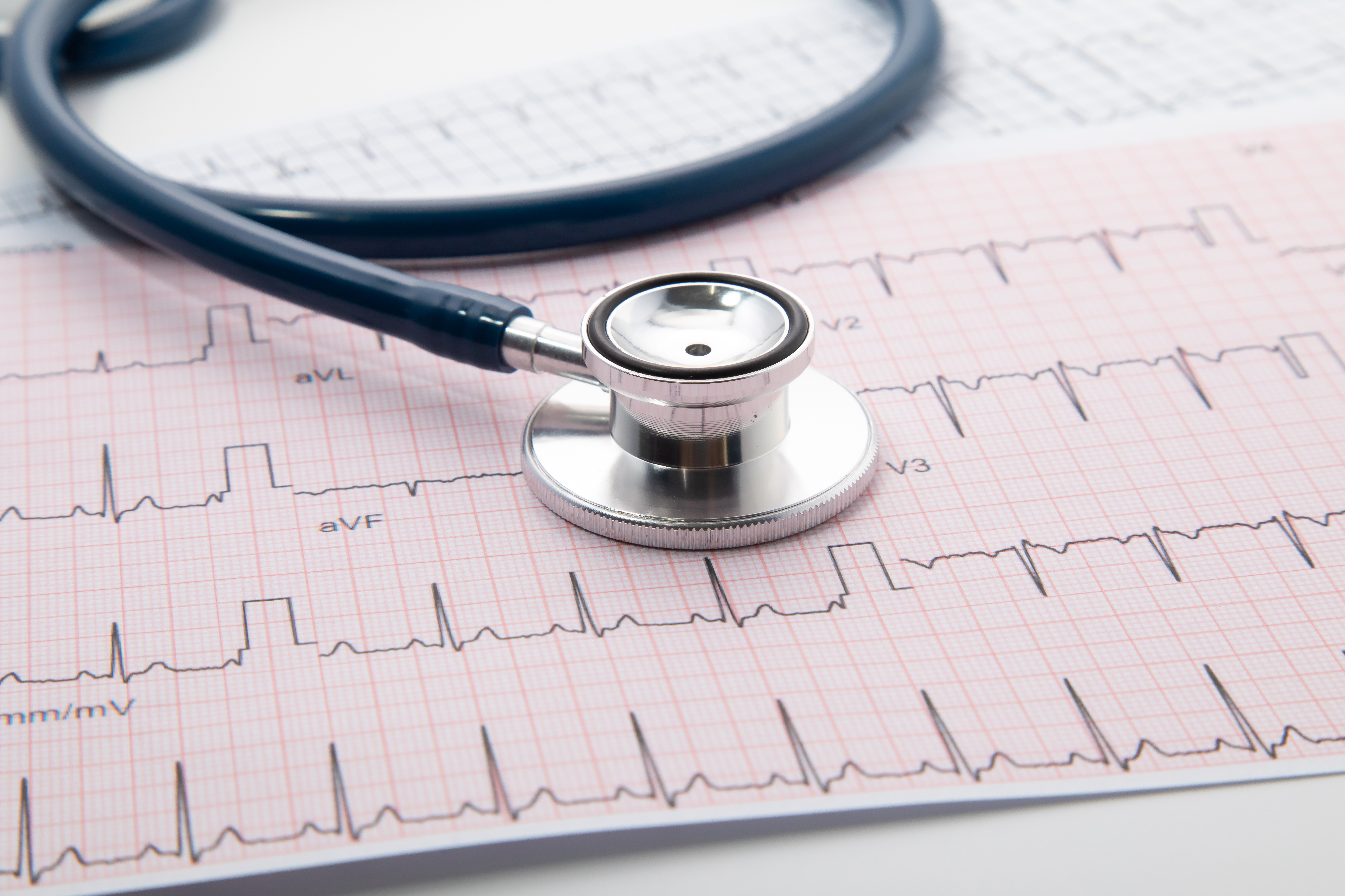 EKG reading with stethoscope