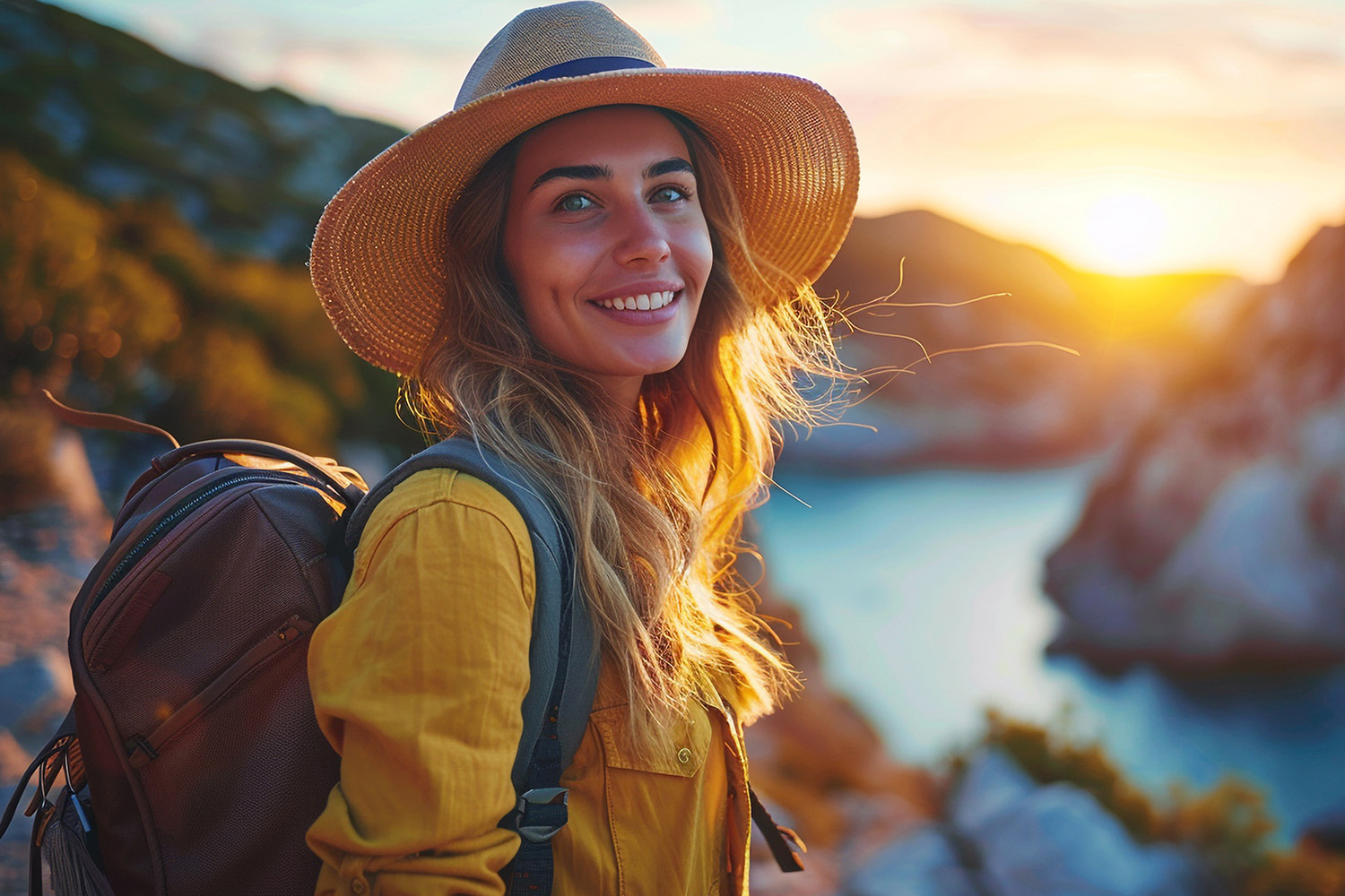 Travel Nurse on a mountain at sunset